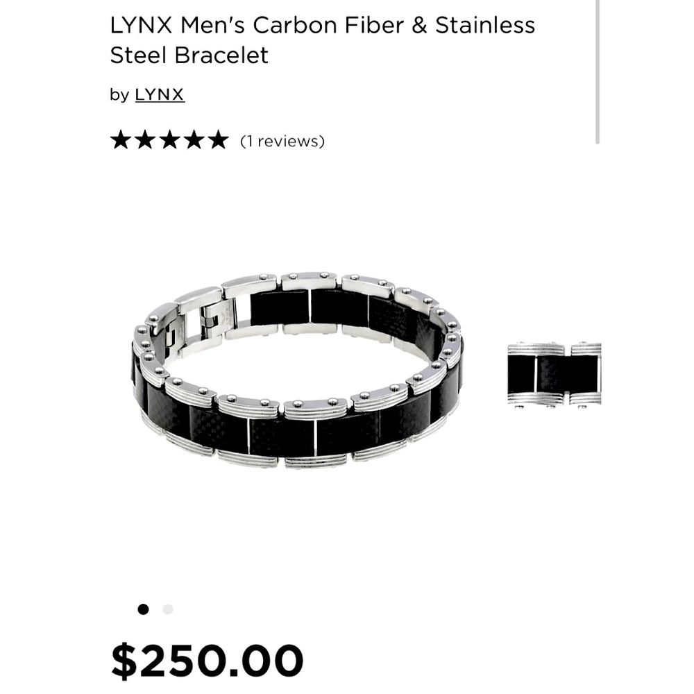 LYNX Men’s Stainless Steel Black Ceramic Bracelet